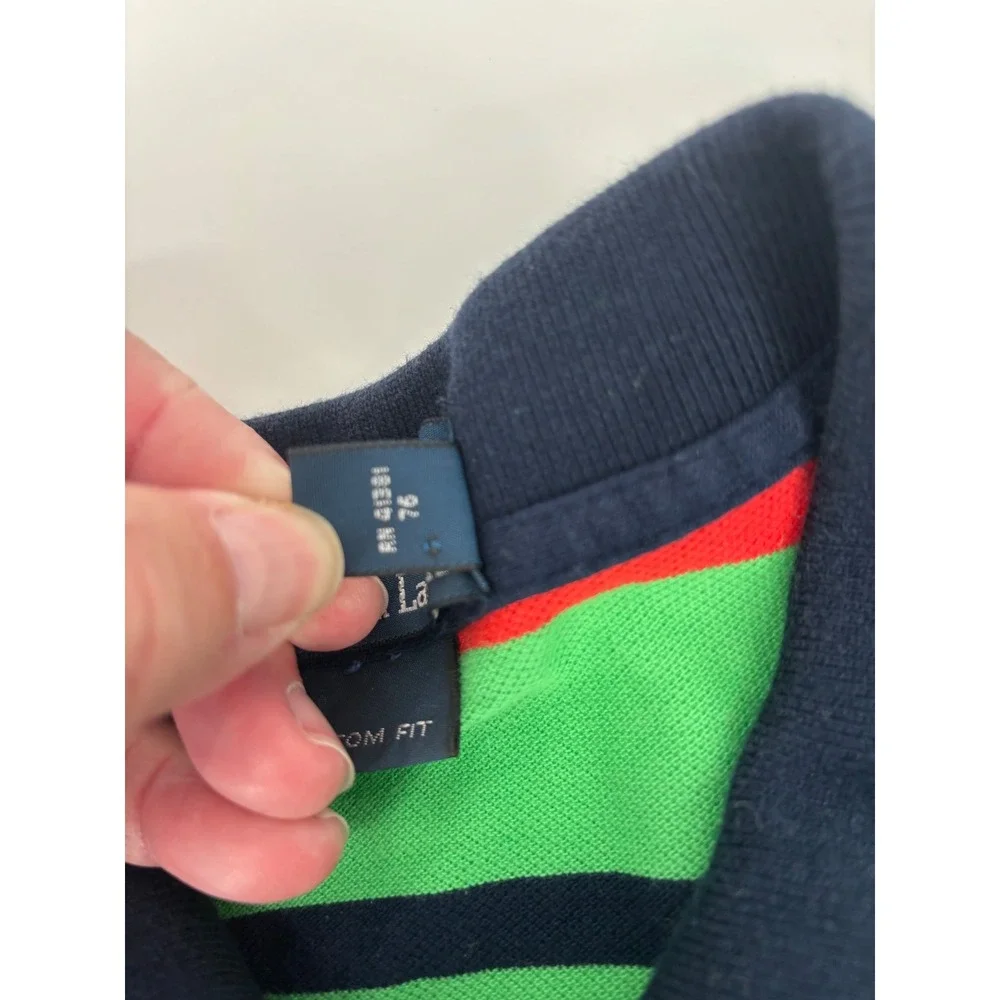 Polo Ralph Lauren Mens XXL Custom Fit Multi Color Striped Short Sleeve Polo